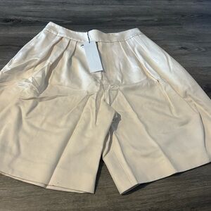 Cream Pleated Shorts